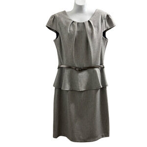 DB est. 1962 Grey Sheath Midi Dress with Flutter at waist Cap Sleeves size 10